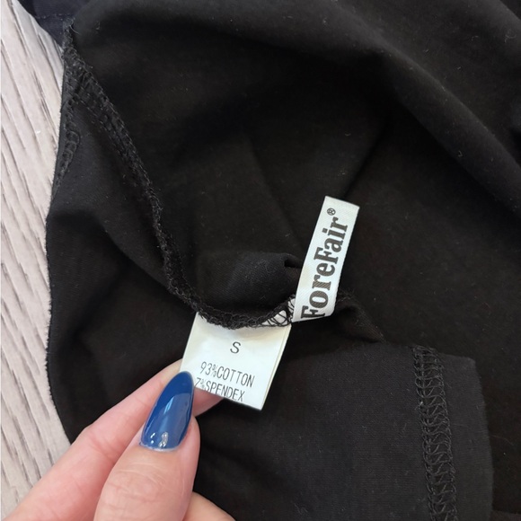 ForeFair Backless Black Short Sleeve Slim Fit Cropped Crewneck Size S - Picture 5 of 7